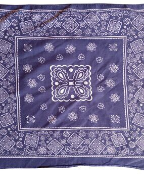 Vintage Cowboy Hanky Bandana Fast Color 100% Cotton Biker Blue 20x21" RN 13960